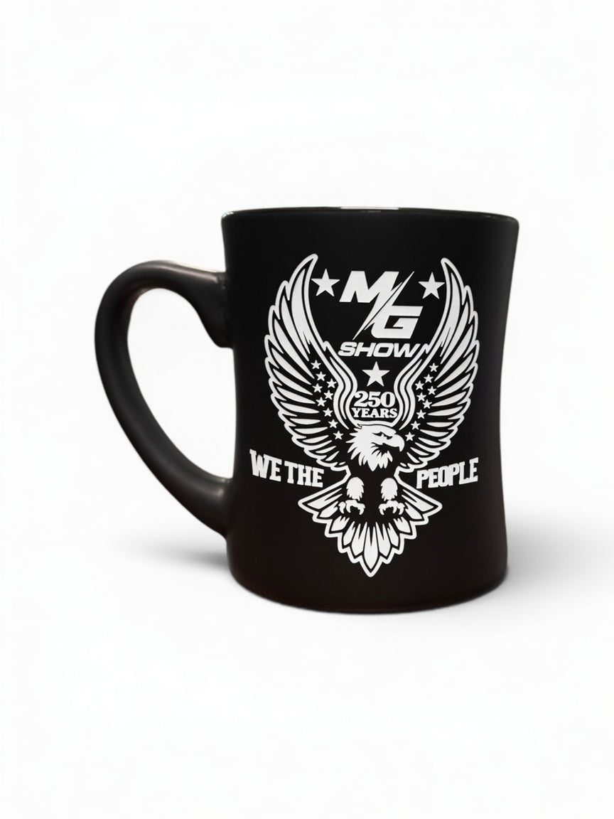 MG Show We The People 250 Years black satin ceramic mug