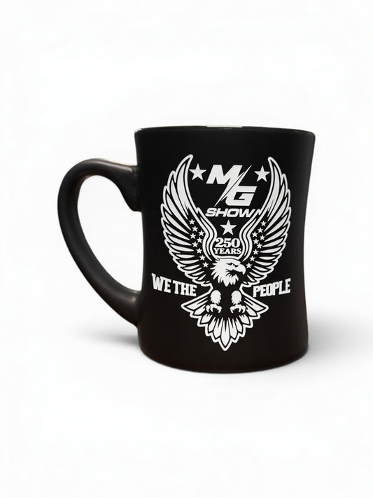 MG Show We The People 250 Years black satin ceramic mug